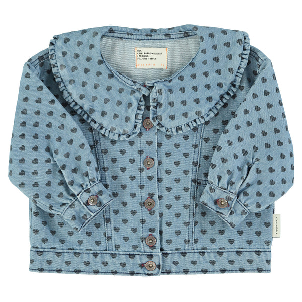 Piupiuchick Jacket Washed Blue Denim Black Hearts