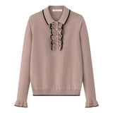 Coco Blanc Ruffle Collar Sweater Burgundy