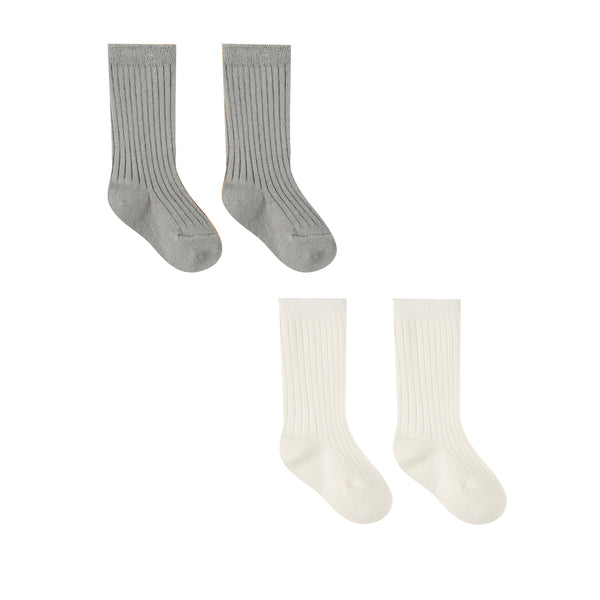 QUINCY MAE SOCKS SET || IVORY, DUSTY BLUE