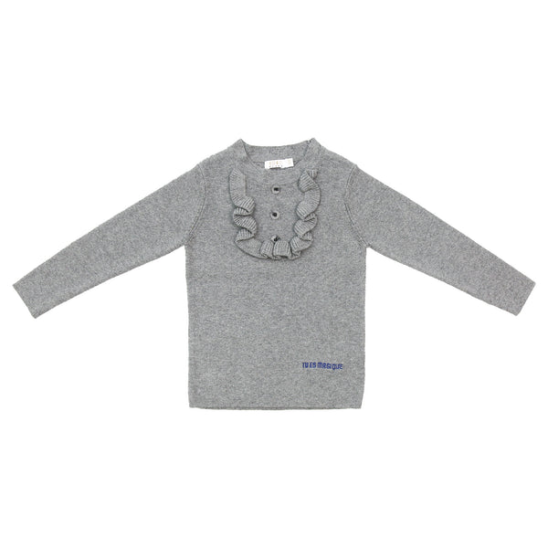 Coco Blanc Ruffle Bib Sweater Grey