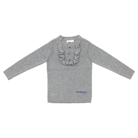 Coco Blanc Ruffle Bib Sweater Grey