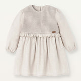 Popelin Sand Dress With Knitted Yoke