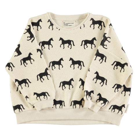 Piupiuchick Sweatshirt | Ecru W/ Black Horses