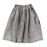 Loud Apparel Time Skirt Midi Light Grey Stone Wash