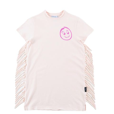 Loud Apparel Hawai Dress T-Shirt Fringe Soft Pink/Orchid Print