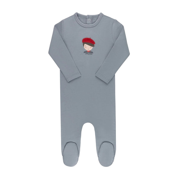 Ely’s & Co Organic French Terry French Boy Collection - Blue - Footie