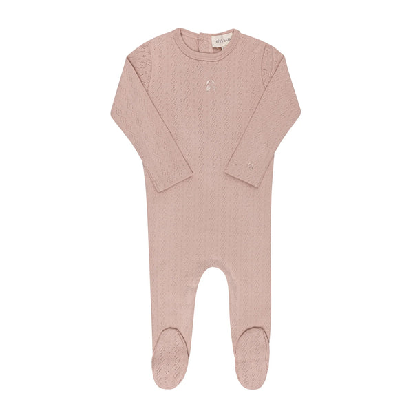 Ely’s & Co Organic Embroidered Cherry Pointelle Collection- Pink - Footie