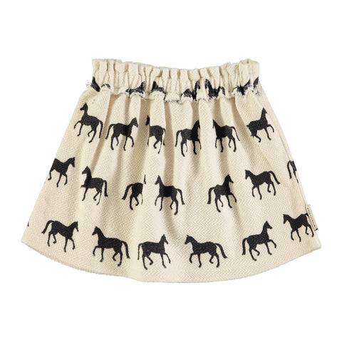 Piupiuchick Short Skirt | Ecru W/ Black Horses