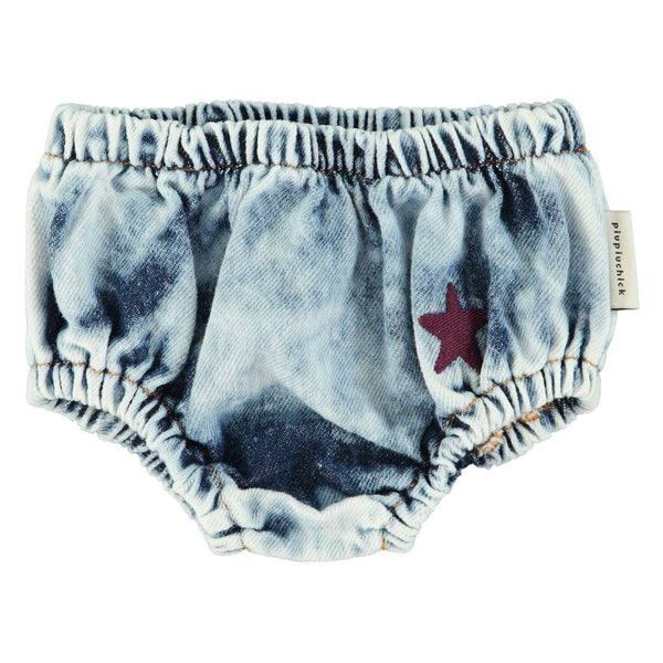 Piupiuchick Baby Shorties Washed Blue Denim