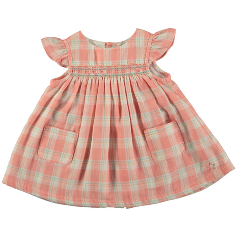 Tocoto Vintage Baby Checkered Dress Pink