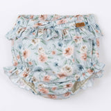 Popelin Blue Flower Print Culotte With Frill At The Waist