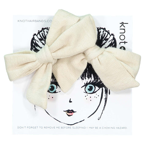 Knot Hairbands Jersey Mini Bow Set // Cream