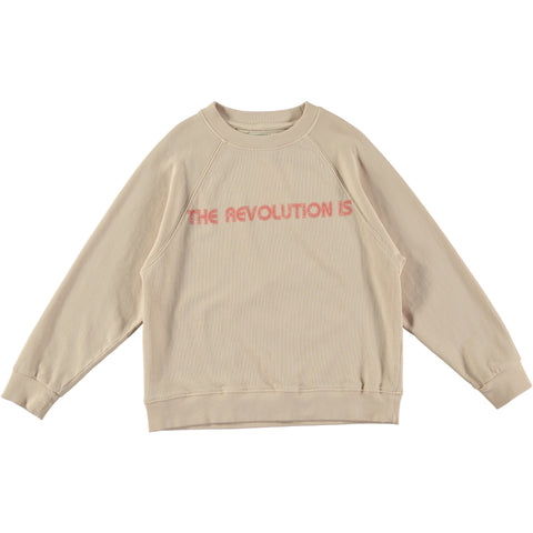 Tocoto Vintage Kid Revolution Is Love Sweatshirt Beige
