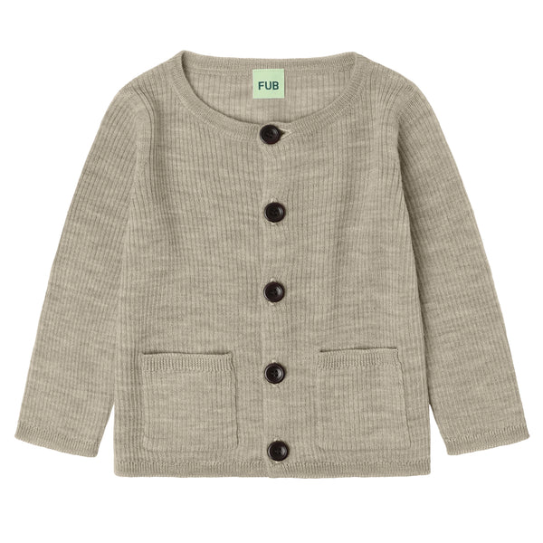 Fub Baby Rib Cardigan Oat Melange