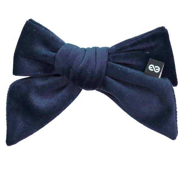 Knot Hairbands Felted Velvet Bow Clip // Navy