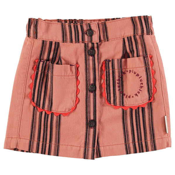 Piupiuchick Knee-Lenght Skirt Pink Black Stripes