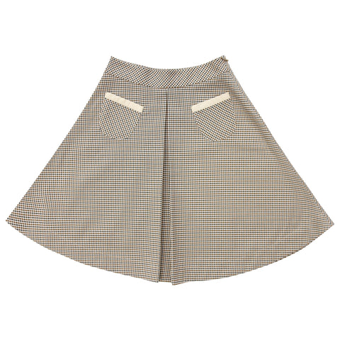 Coco Blanc Front Pleat Skirt Houndstooth