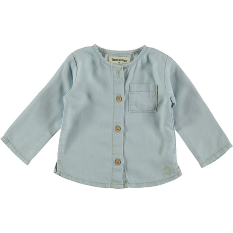 Tocoto Vintage Baby Long Sleeve Shirt With Mao Collar Blue
