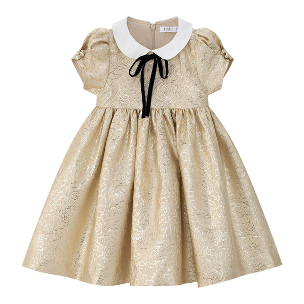 Coco Blanc Jaquard Dress Gold