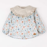 Popelin Blue Floral Print Shirt With Yoke