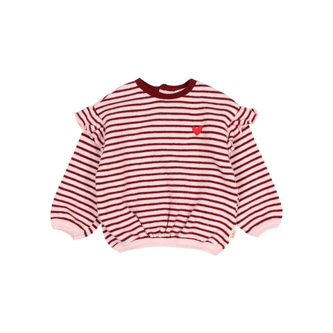 Buho BB Soft Stripes Girly Sweatshirt Pomegranate