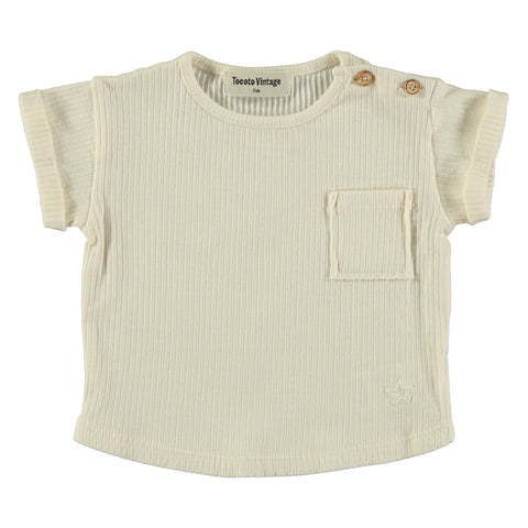 Tocoto Vintage Baby Ribbed T-Shirt Off White