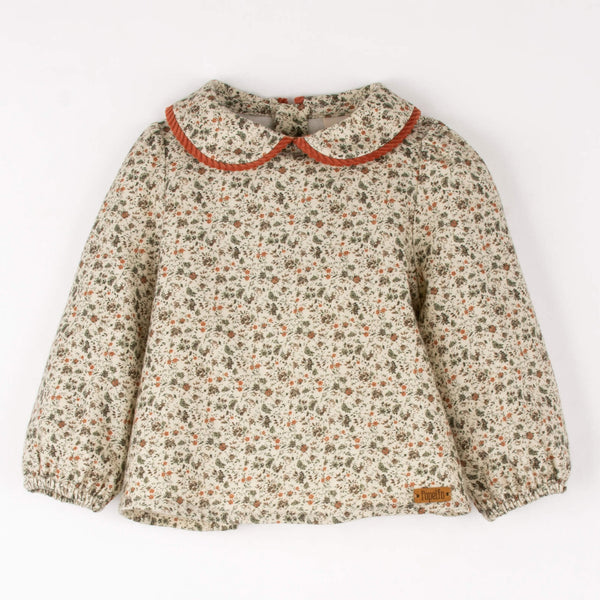 Popelin Floral Print Shirt With Baby Collar