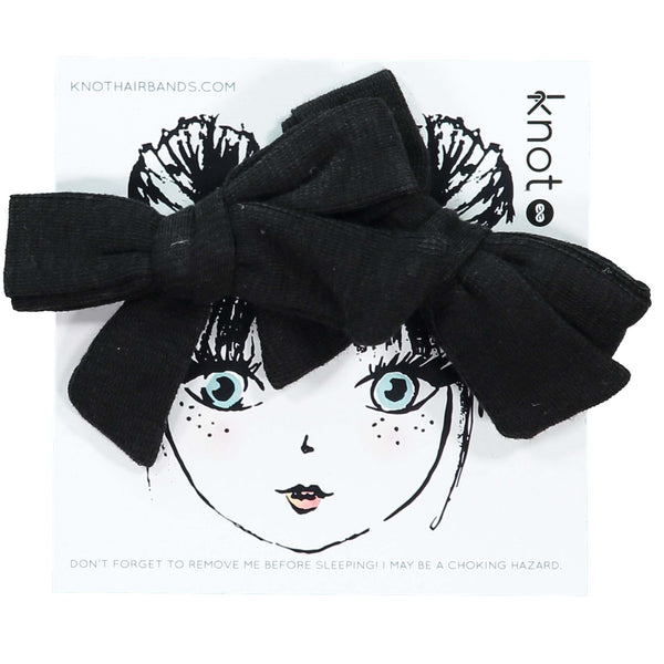 Knot Hairbands Jersey Mini Bow Set // Black