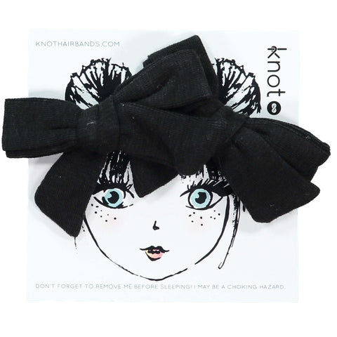 Knot Hairbands Jersey Mini Bow Set // Black