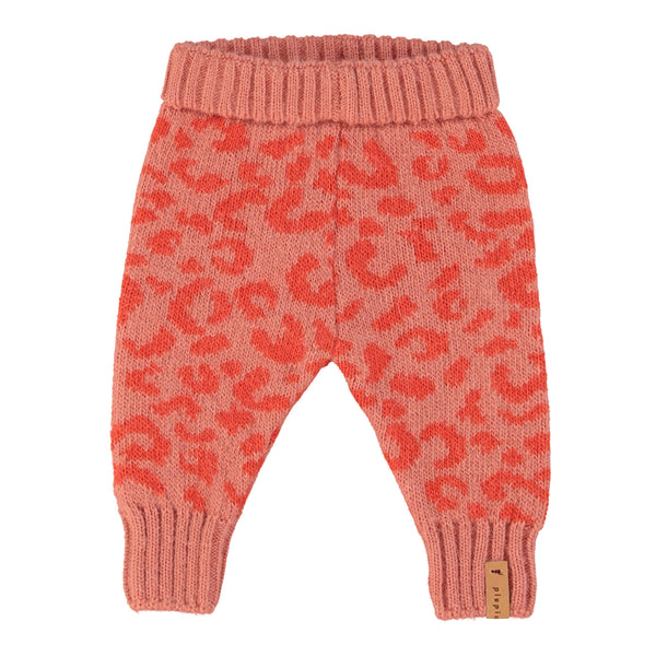 Piupiuchick Knitted Baby Leggings Pink Animal Print