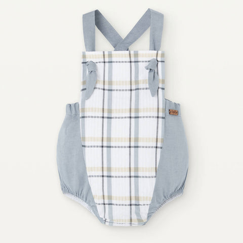 Popelin Blue Dungaree Romper Suit With Straps