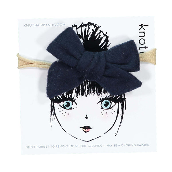 Knot Hairbands Woolly Mini Bow Band // Navy