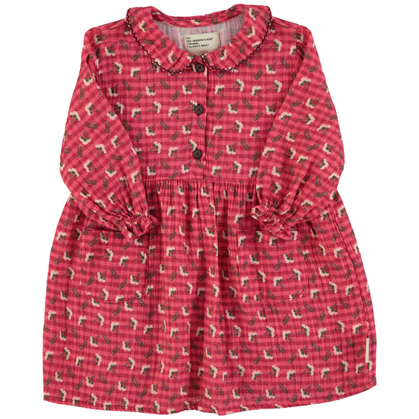 Piupiuchick Short Dress Pink Checkered Flowers