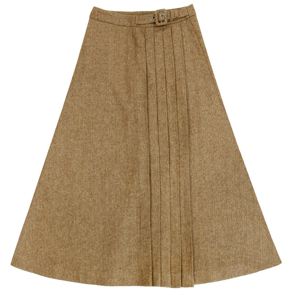 Coco Blanc Side Buckle Skirt Mocha Herringbone