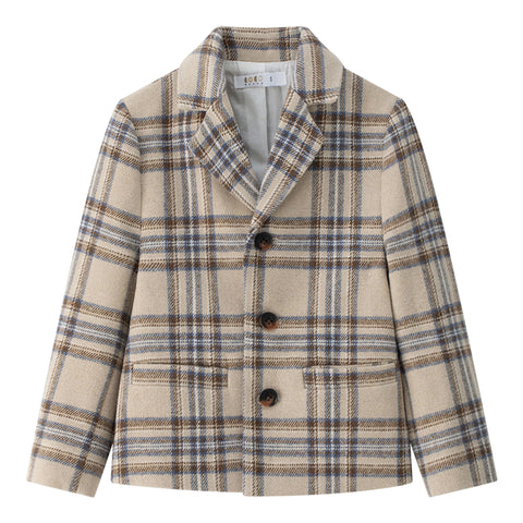 Coco Blanc Girls Blazer Blue Plaid