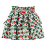 Piupiuchick Short Skirt Green Checkered Flowers