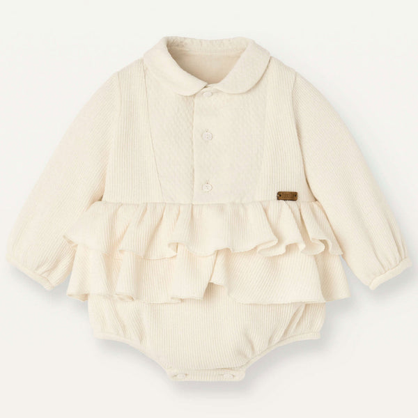 Popelin Knitted Romper Suit With Baby Collar