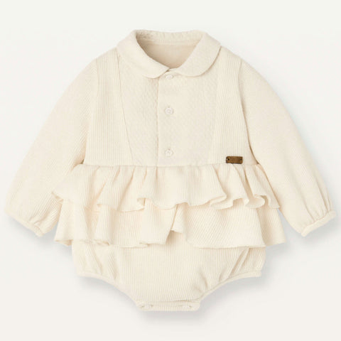 Popelin Knitted Romper Suit With Baby Collar