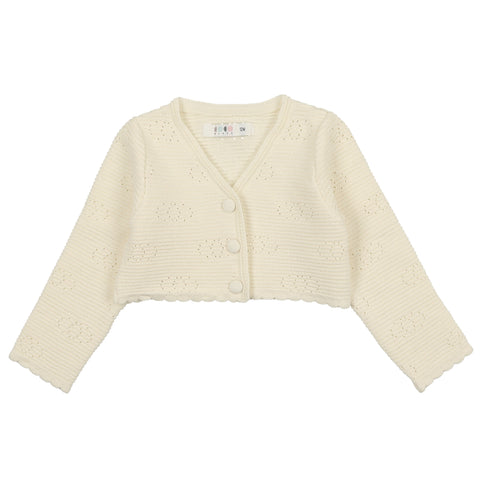 Coco Blanc Scalloped Cardigan with Bonnet Cream