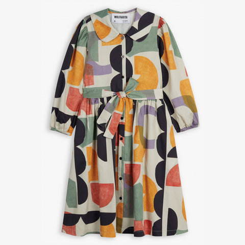 Wolf & Rita Girl Dress Elisabete Woven Geometrie