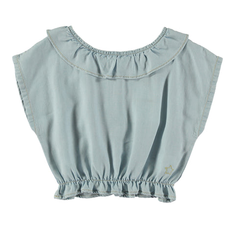 Tocoto Vintage Baby Short Sleeve Ruffled Blouse Blue