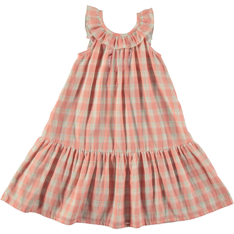 Tocoto Vintage Long Checkered Dress Pink