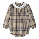 Coco Blanc Plaid Girl Romper Blue Plaid