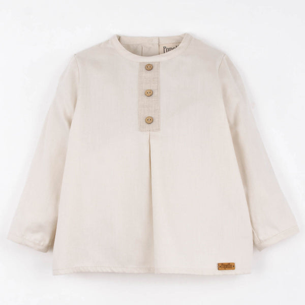 Popelin Off-White Shirt With Pleat