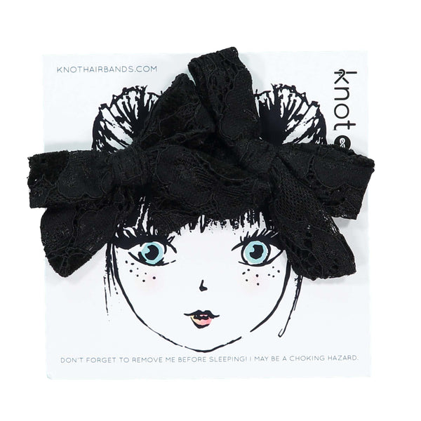 Knot Hairbands Lace Mini Bow Set // Black