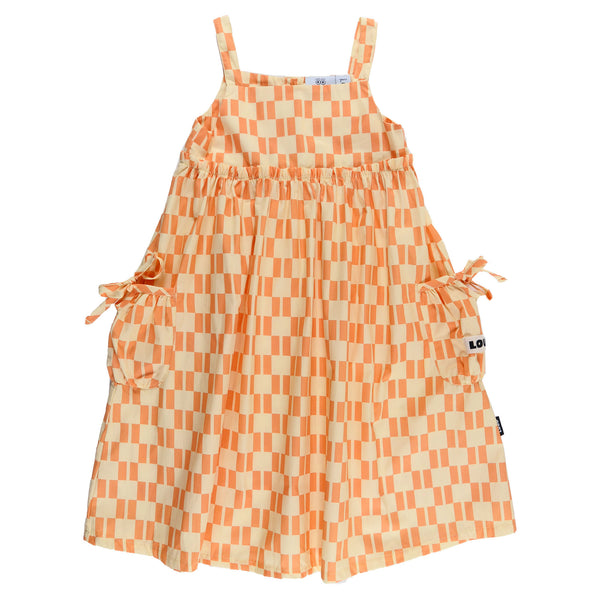 Loud Apparel Splendore Summer Dress Check Vanlla/Papaya