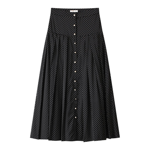 Coco Blanc Polka Dot Pleated Skirt Black/White