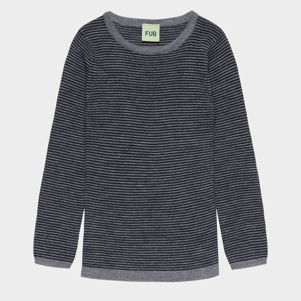 FUB Rib Blouse Steel/Dark Navy