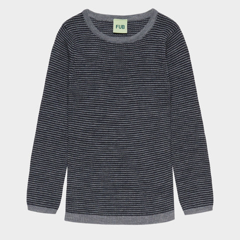 FUB Rib Blouse Steel/Dark Navy