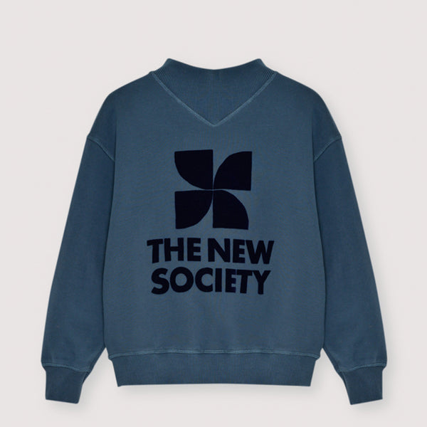 The New Society TNS Logo Rib Collar Sweatshirt Void Blue